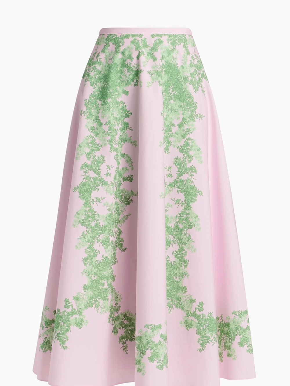 Giambattista Valli Floral Cotton Poplin Maxi Skirt in Rose Green